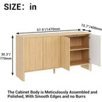 Buffet de 147 cm, meuble de rangement moderne cannelé pour bar à café avec 4 portes et étagères réglables pour cuisine et entrée