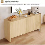Buffet de 147 cm, meuble de rangement moderne cannelé pour bar à café avec 4 portes et étagères réglables pour cuisine et entrée