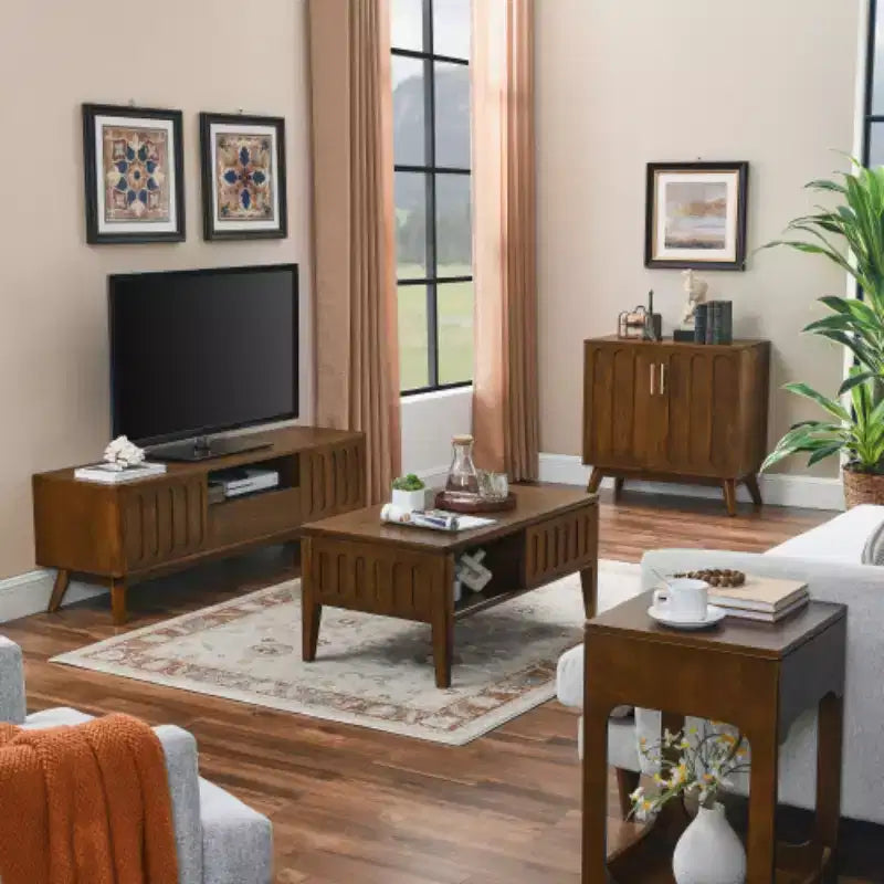 Mobile contenitore a colonna Mid-Century Modern da 81 cm, piccola credenza a 2 ante con gambe in legno massello e maniglie dorate - Panipeachy