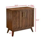 Mobile contenitore a colonna Mid-Century Modern da 81 cm, piccola credenza a 2 ante con gambe in legno massello e maniglie dorate - Panipeachy