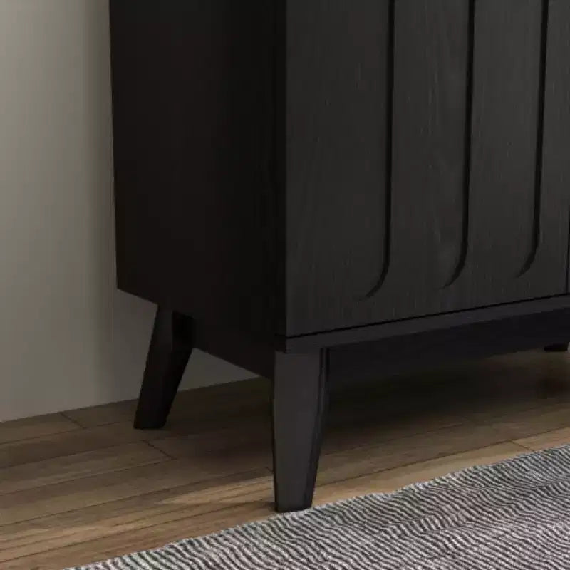 Mobile contenitore a colonna Mid-Century Modern da 81 cm, piccola credenza a 2 ante con gambe in legno massello e maniglie dorate - Panipeachy