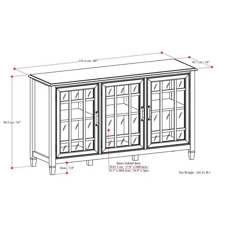 Buffet bahut Hampshire de 60 pouces de large