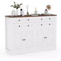 Modern Buffet Cabinet with Storage,Farmhouse Sideboard with 4 Doors & 4 Drawers,Large Wood Buffet Cabinet for Dining Room, Kitchen,white