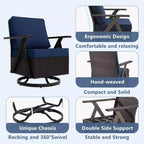 Ensemble de sept meubles d'extérieur UPTIOT : canapé 3 places, 2 fauteuils à bascule pivotants, 2 fauteuils individuels et 2 poufs pour un confort optimal sur votre terrasse