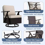 Ensemble de sept meubles d'extérieur UPTIOT : canapé 3 places, 2 fauteuils à bascule pivotants, 2 fauteuils individuels et 2 poufs pour un confort optimal sur votre terrasse