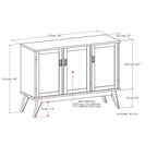 Tierney MADERA MACIZA Rettangolare 50 pollici Credenza a 3 ante in stile moderno di metà secolo