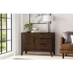 Credenza a 3 cassetti moderna di metà secolo in legno massello di noce marrone, larghezza 42 pollici, modello Pearson