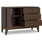 Credenza a 3 cassetti moderna di metà secolo in legno massello di noce marrone, larghezza 42 pollici, modello Pearson
