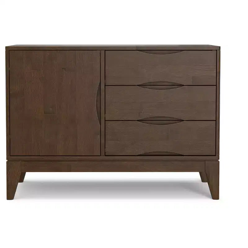 Credenza a 3 cassetti moderna di metà secolo in legno massello di noce marrone, larghezza 42 pollici, modello Pearson