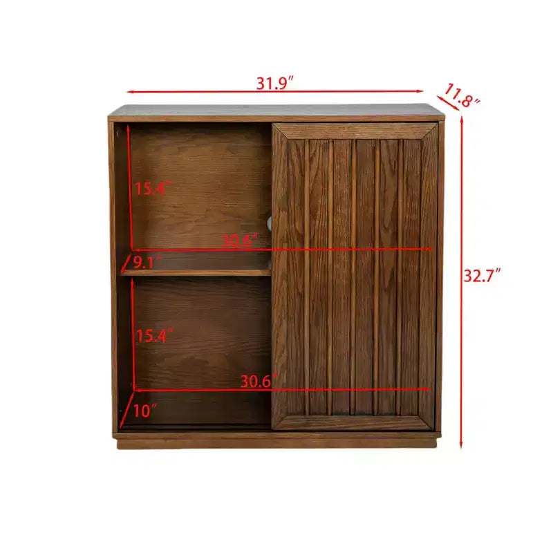 Credenza con ante scorrevoli, Mobile dispensa vintage con 2 ante scorrevoli e listelli in legno, Armadietto per ingresso, soggiorno, corridoio