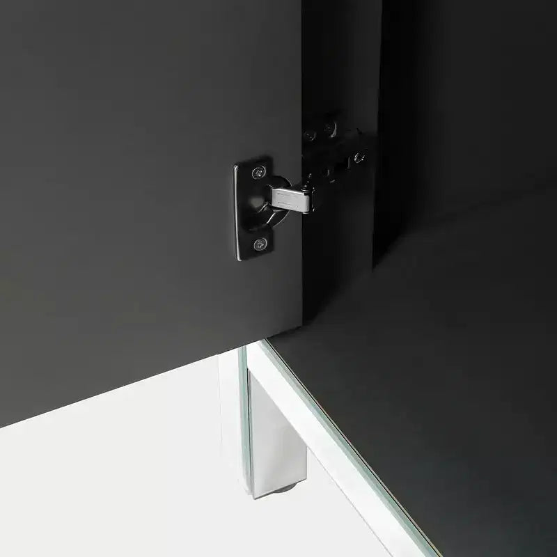 Credenza con bordo a specchio, mobile contenitore, tavolo consolle con motivo geometrico, 2 ante e maniglie effetto vetro