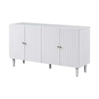 Madia Moderna ed Elegante con 4 Ante a Motivo Ondulato e Piedini Cilindrici, Mobile Contenitore da 147 cm con Ripiani Regolabili, Mobile d'Appoggio per Ingresso