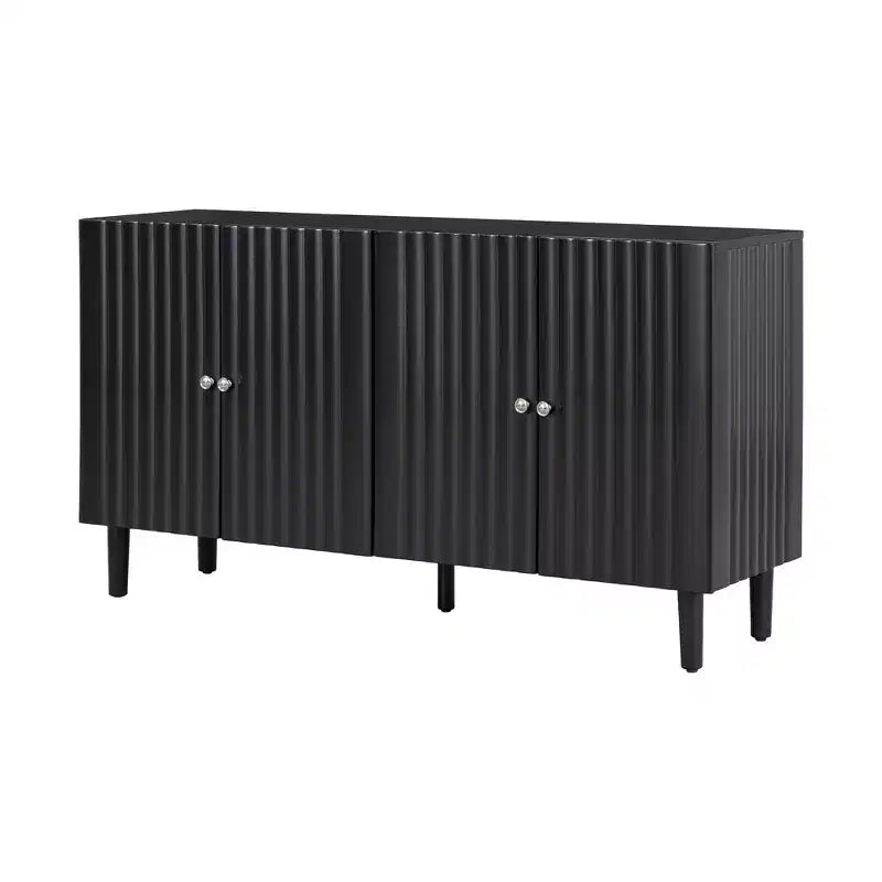 Madia Moderna ed Elegante con 4 Ante a Motivo Ondulato e Piedini Cilindrici, Mobile Contenitore da 147 cm con Ripiani Regolabili, Mobile d'Appoggio per Ingresso