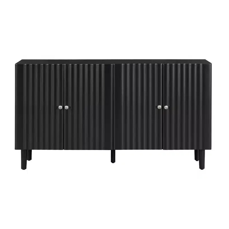 Madia Moderna ed Elegante con 4 Ante a Motivo Ondulato e Piedini Cilindrici, Mobile Contenitore da 147 cm con Ripiani Regolabili, Mobile d'Appoggio per Ingresso