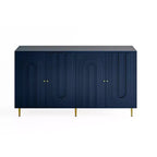 Bahut de Rangement avec 4 Portes, Pieds en Métal, Étagères Réglables, Meuble en Bois, Buffet de Service pour Cuisine