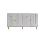 Bahut de Rangement avec 4 Portes, Pieds en Métal, Étagères Réglables, Meuble en Bois, Buffet de Service pour Cuisine