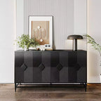 Bahut de Rangement avec 4 Portes, Pieds en Métal, Étagères Réglables, Meuble en Bois, Buffet de Service pour Cuisine