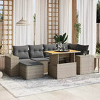 vidaXL Salon de jardin avec coussins Mobilier d'extérieur 7 pièces en résine tressée