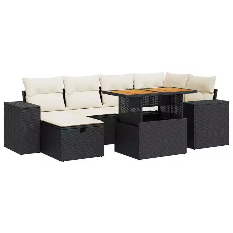 vidaXL Salotto da Giardino con Cuscini 7 pz in Polyrattan