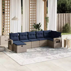 vidaXL Set Divani da Giardino 7 pz con Cuscini Grigio in Polyrattan