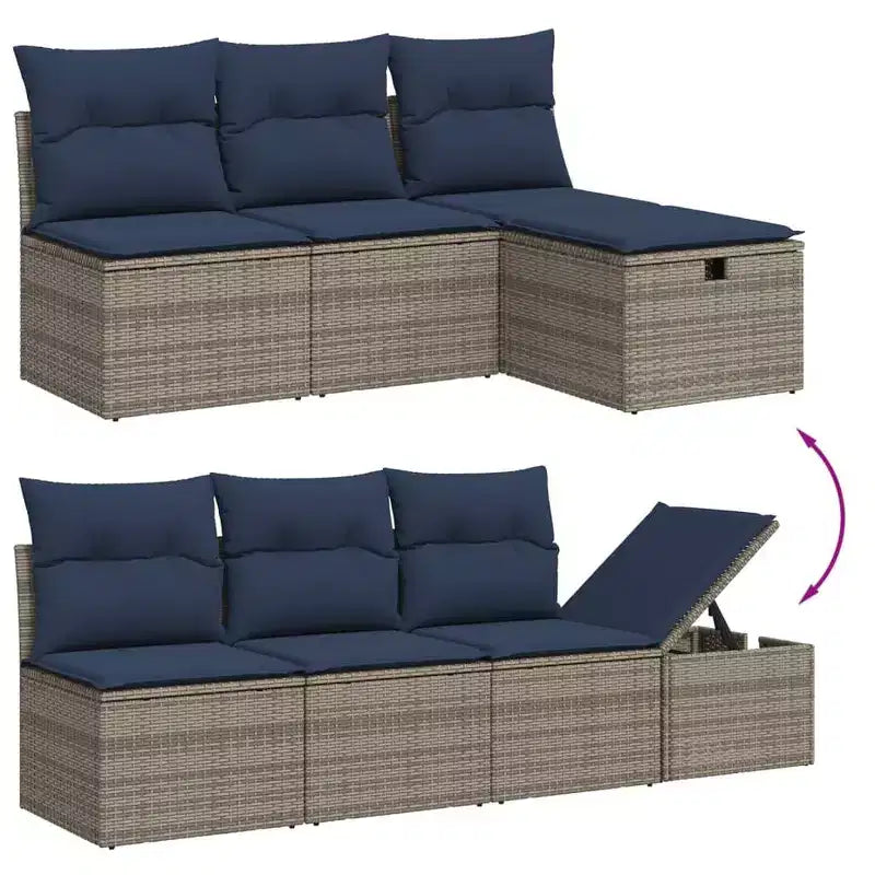 vidaXL Set Divani da Giardino 7 pz con Cuscini Grigio in Polyrattan