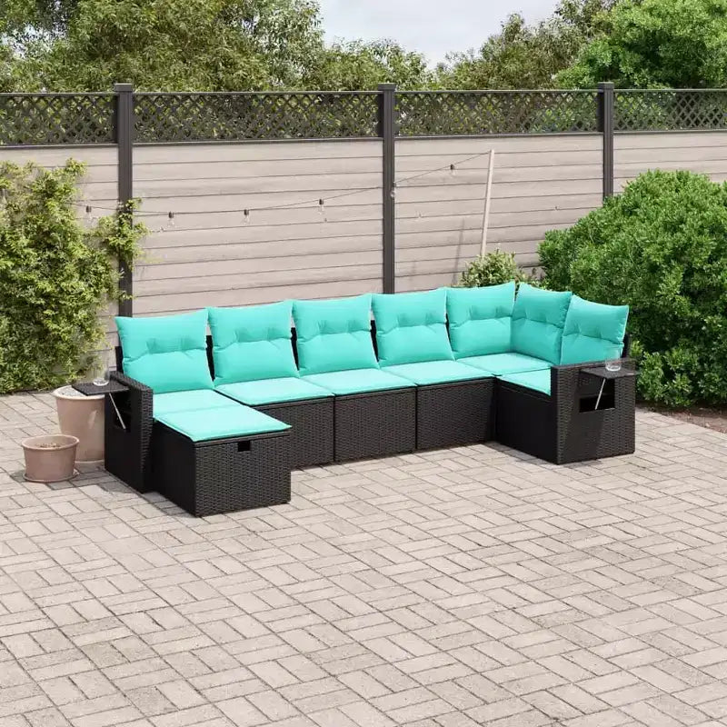 vidaXL Set Divani da Giardino 7 pz con Cuscini Grigio in Polyrattan
