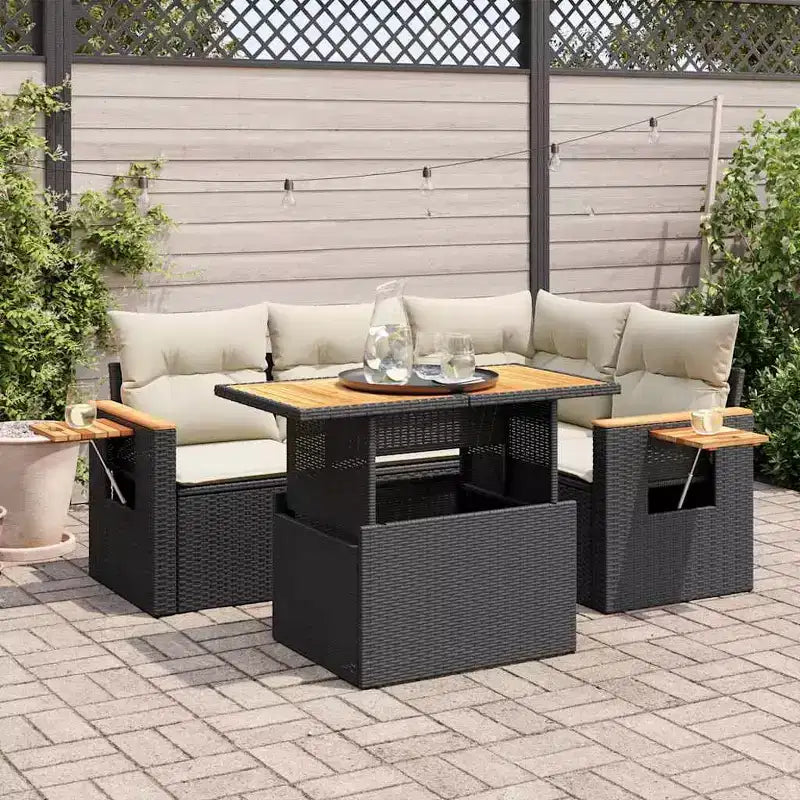 vidaXL Set Divani da Giardino 4 pz con Cuscini Polyrattan Acacia