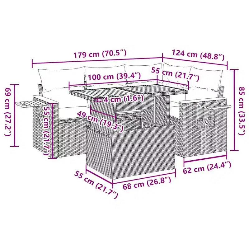 vidaXL Set Divani da Giardino 4 pz con Cuscini Polyrattan Acacia