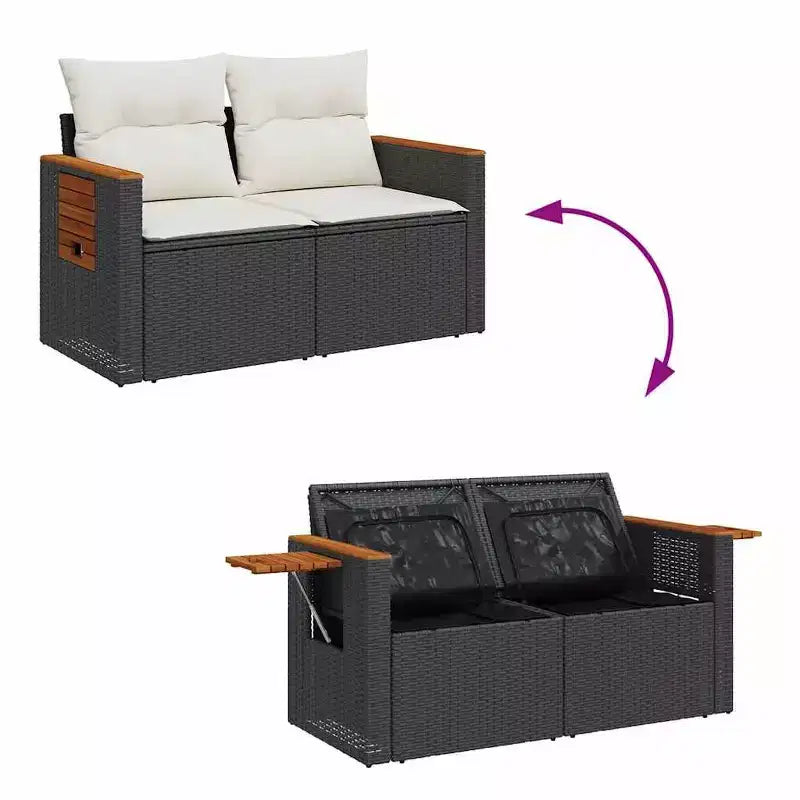 vidaXL Set Divani da Giardino 4 pz con Cuscini Polyrattan Acacia