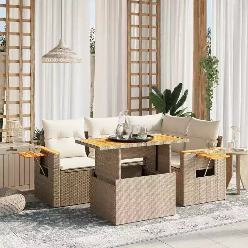 vidaXL Set Divani da Giardino 4 pz con Cuscini Polyrattan Acacia