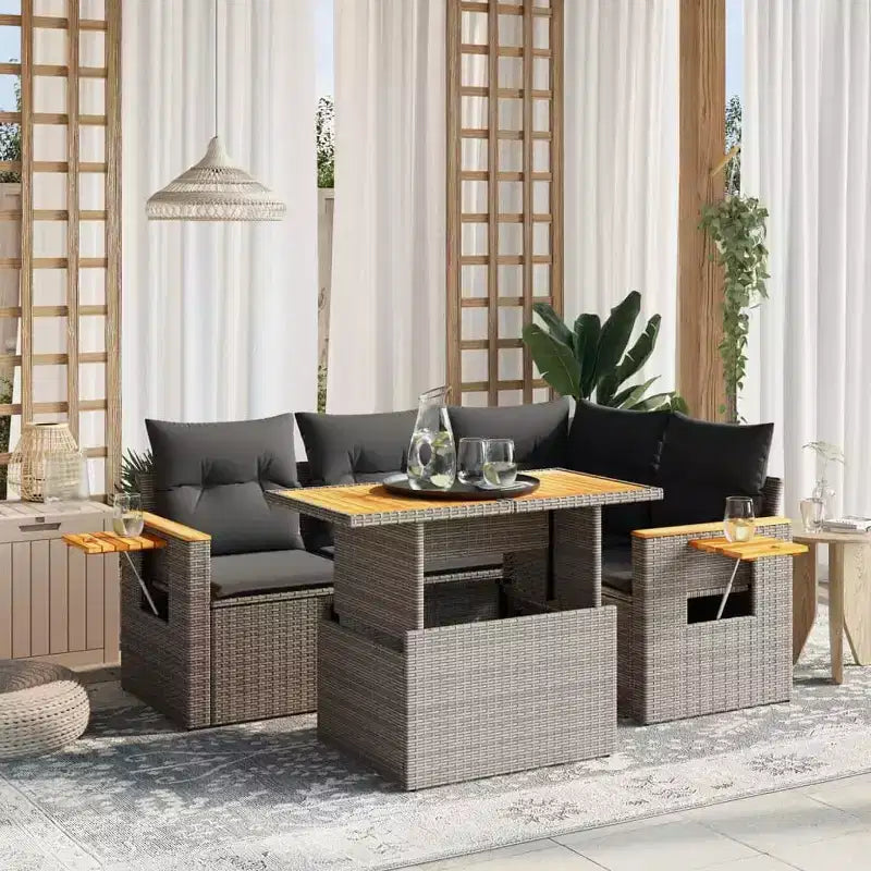 vidaXL Set Divani da Giardino 4 pz con Cuscini Polyrattan Acacia