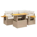 vidaXL Set Divani da Giardino 4 pz con Cuscini Polyrattan Acacia