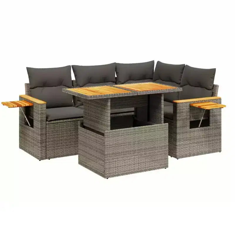 vidaXL Set Divani da Giardino 4 pz con Cuscini Polyrattan Acacia