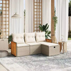 vidaXL Salon de jardin 4 pièces en résine tressée avec coussins