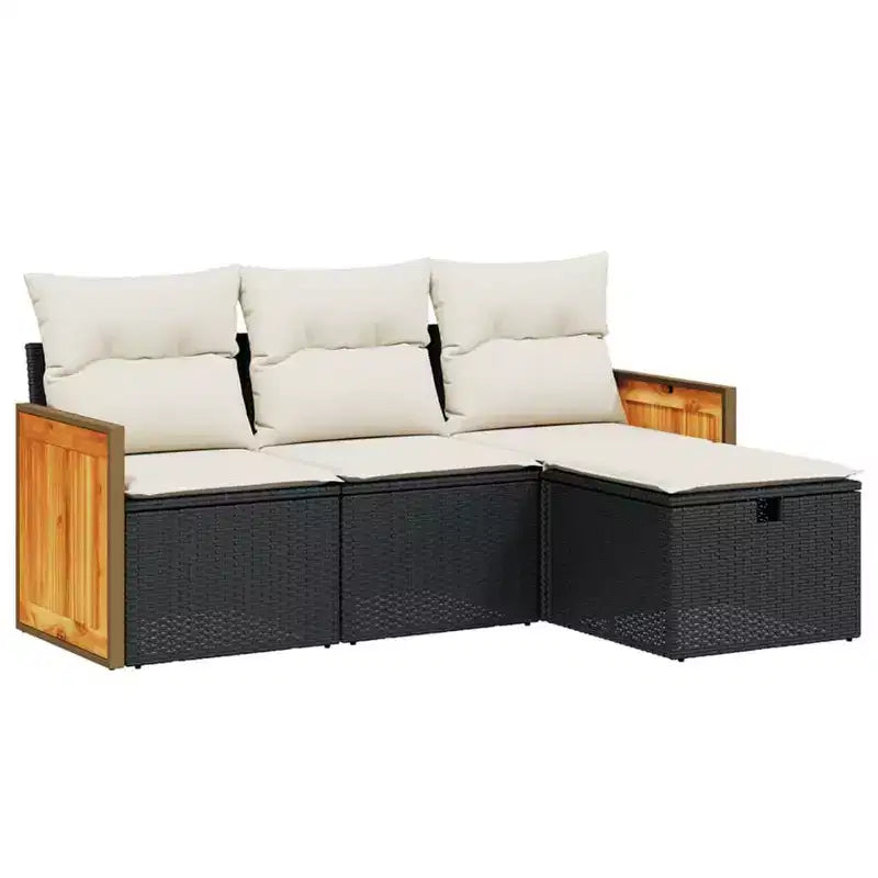 vidaXL Set Divani da Giardino con Cuscini, Set Mobili da Esterno 4 Pezzi in Polyrattan