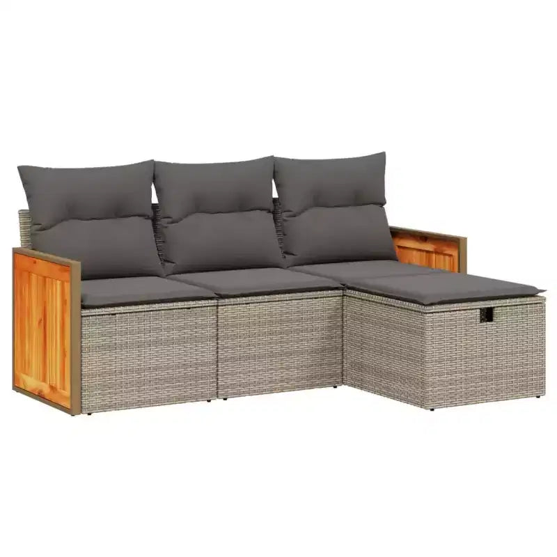 vidaXL Set Divani da Giardino con Cuscini, Set Mobili da Esterno 4 Pezzi in Polyrattan