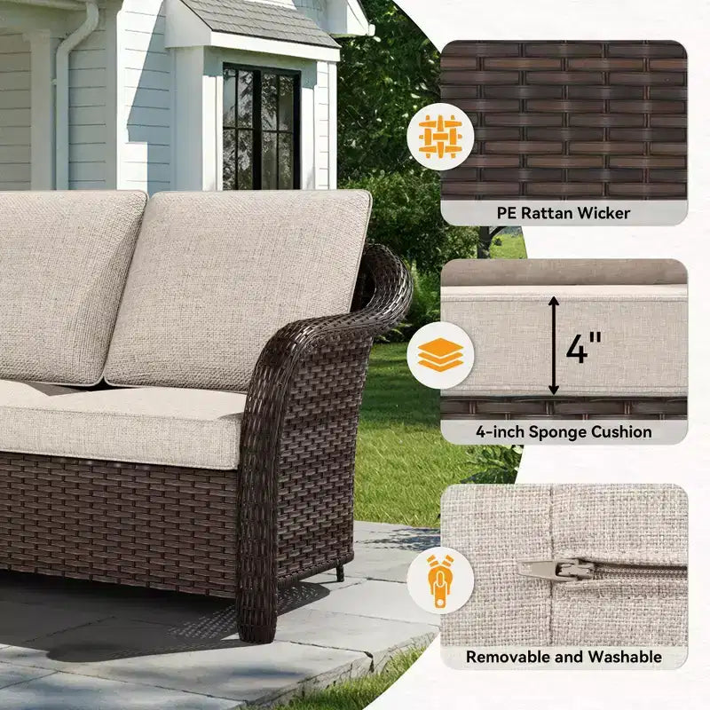Ensemble de conversation extérieur haut de gamme UPTIOT avec table de cuisson convertible