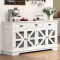 63 Kitchen Buffet Sideboard with Charging Station & Glass Display, Wood Storage Cabinet with 3 Drawers for Dining Room Living Room