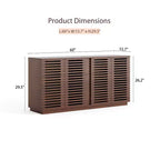 Credenza a 4 ante, mobile contenitore da 60 pollici con ante a griglia a strisce e ripiano regolabile, credenza moderna autoportante