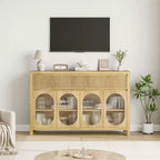 Grand buffet bahut de 55" avec rangements et 2 tiroirs cannelés, meuble de rangement pour bar à café, pour salle à manger, salon, cuisine