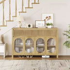 Grand buffet bahut de 55" avec rangements et 2 tiroirs cannelés, meuble de rangement pour bar à café, pour salle à manger, salon, cuisine