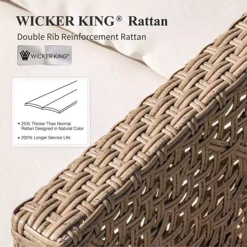 Captiva Designs Set Divano Sezionale in Rattan Vimini per Patio, con Pouf e Cuscini