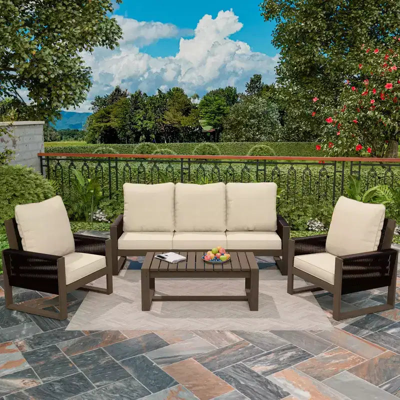 Set per Patio Esterno UPTIOT in Legno di Tsuga di Alta Qualità e Comfort Resistente all'Acqua
