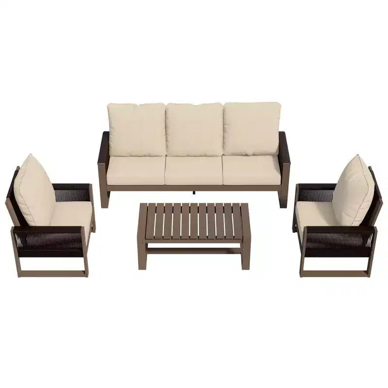 Set per Patio Esterno UPTIOT in Legno di Tsuga di Alta Qualità e Comfort Resistente all'Acqua