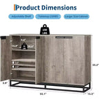 Mobile Credenza a Buffet da 55 Pollici, Mobile Contenitore con 4 Ante e Ripiani Regolabili, Mobile Contenitore da Cucina, Sala da Pranzo, Ingresso, Soggiorno