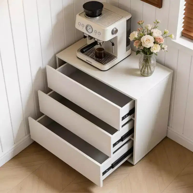Gaoyangjiaju Cassettiera Moderna color Crema da 80 cm con 3 Cassetti con Apertura a Pressione, Comodino Piccolo per Camera da Letto, Armadietto Contenitore