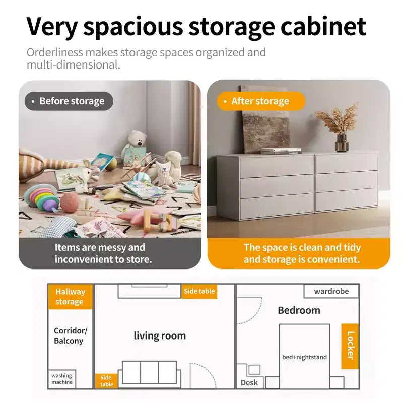 Gaoyangjiaju Cassettiera Moderna color Crema da 80 cm con 3 Cassetti con Apertura a Pressione, Comodino Piccolo per Camera da Letto, Armadietto Contenitore