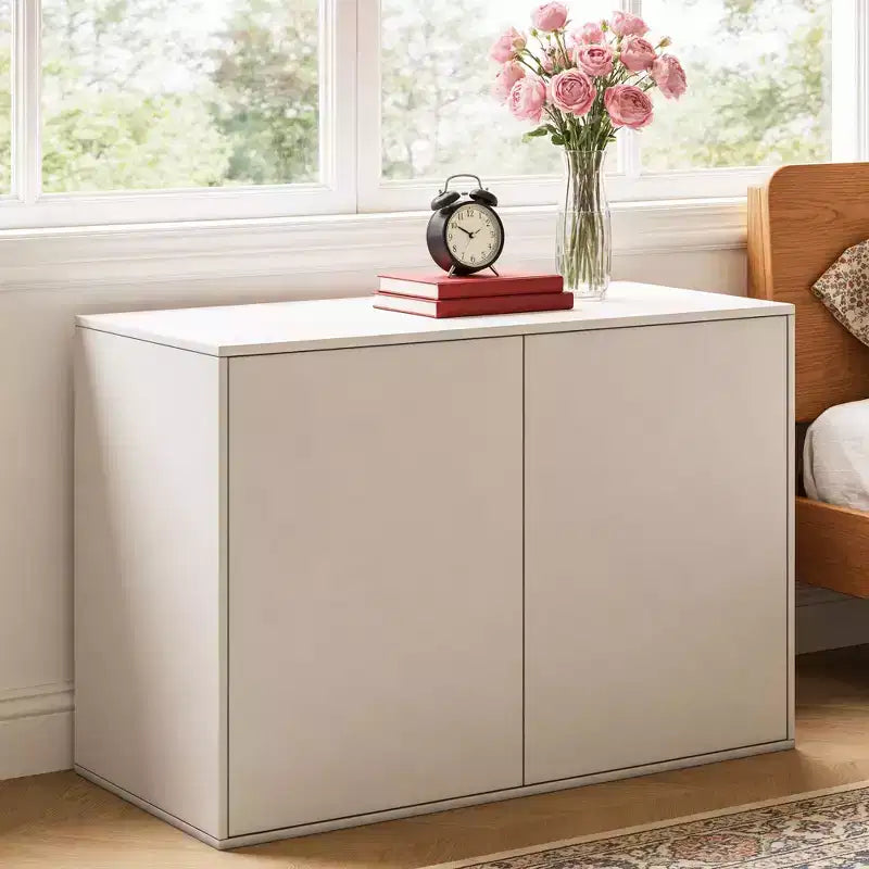 Gaoyangjiaju Cassettiera Moderna color Crema da 80 cm con 3 Cassetti con Apertura a Pressione, Comodino Piccolo per Camera da Letto, Armadietto Contenitore