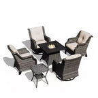 Set da esterno UPTIOT da 6 pezzi con sedie girevoli, poltrone, tavolino e braciere