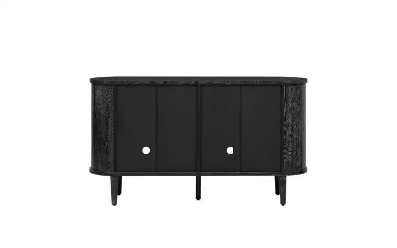 JVNOXK Credenza per sala da pranzo in stile rustico da 60 pollici con ante in vetro e ripiani regolabili, mobile buffet in legno per cucina, colore nero